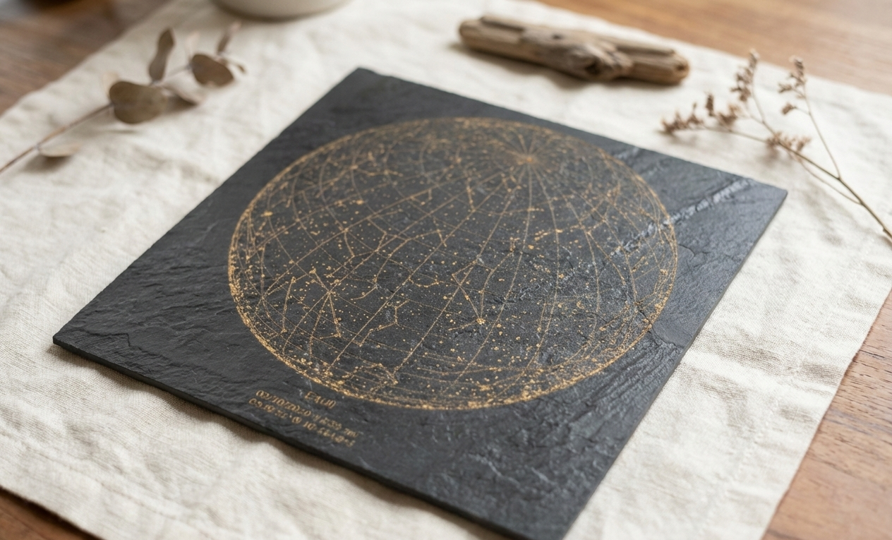 Laser engraved constellation detail